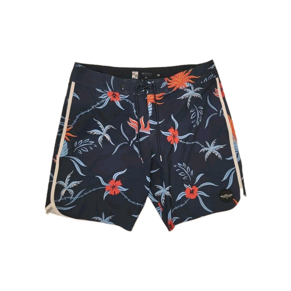 Quiksilver Highline Trespasser Board Shorts Mens 36 Blue Floral Tropical Stretch